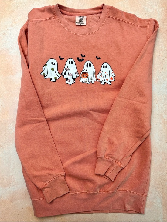 Comfort Colors Tops - New Halloween Ghost Sweatshirt Comfort Colors Crewneck Cute Retro Ghost Graphic